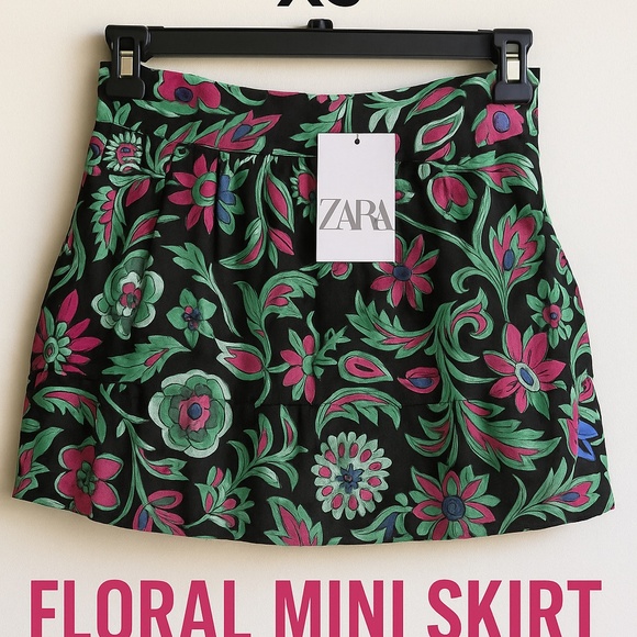 ZARA XS Floral Mini Skirt – Boho Chic 🌸 NEW with Tags! - Picture 7 of 7